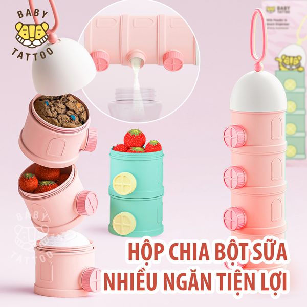  Hộp Chia Bột Sữa, Thức Ăn Nhiều Ngăn, Tiện Lợi, Đa Năng BABY TATTOO 