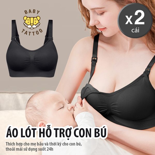  Combo 2 Áo Lót, Áo Ngực Không Gọng, Giúp Định Hình BABY TATTOO Hỗ Trợ Mẹ Bầu Cho Bé Bú 