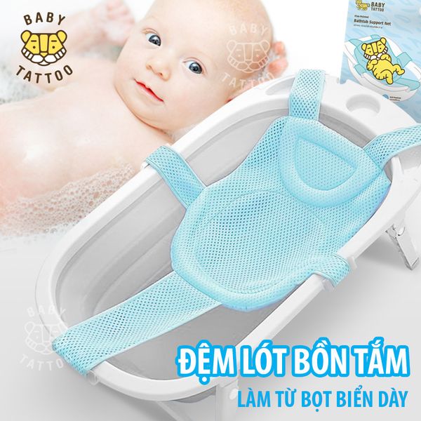  BABY TATTOO Đệm Lót Bồn Tắm Dạng Lưới Tổ Ong, Khoá 5 Chiều Chắc Chắn An Toàn, Giúp Bảo Vệ Cột Sống Cho Bé 