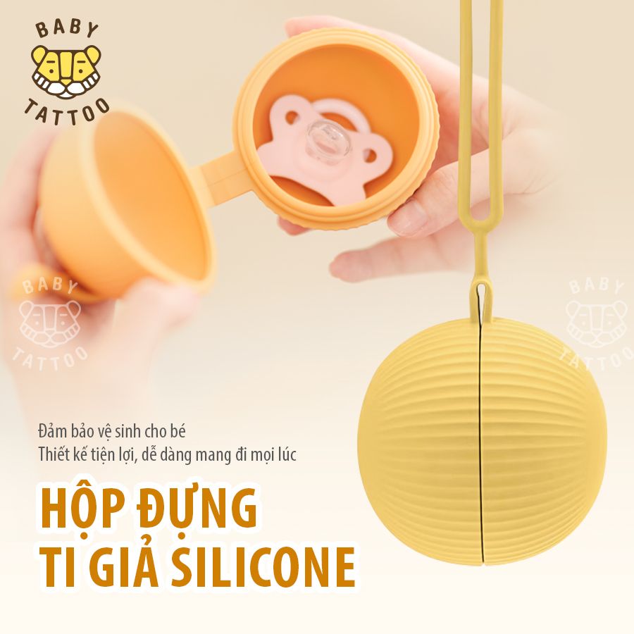  BABY TATTOO Hộp Đựng Ti Giả Silicone Hình Cầu, Bảo Vệ Ti, Chống Bụi Bẩn, Đảm Bảo An Toàn Vệ Sinh Cho Bé 