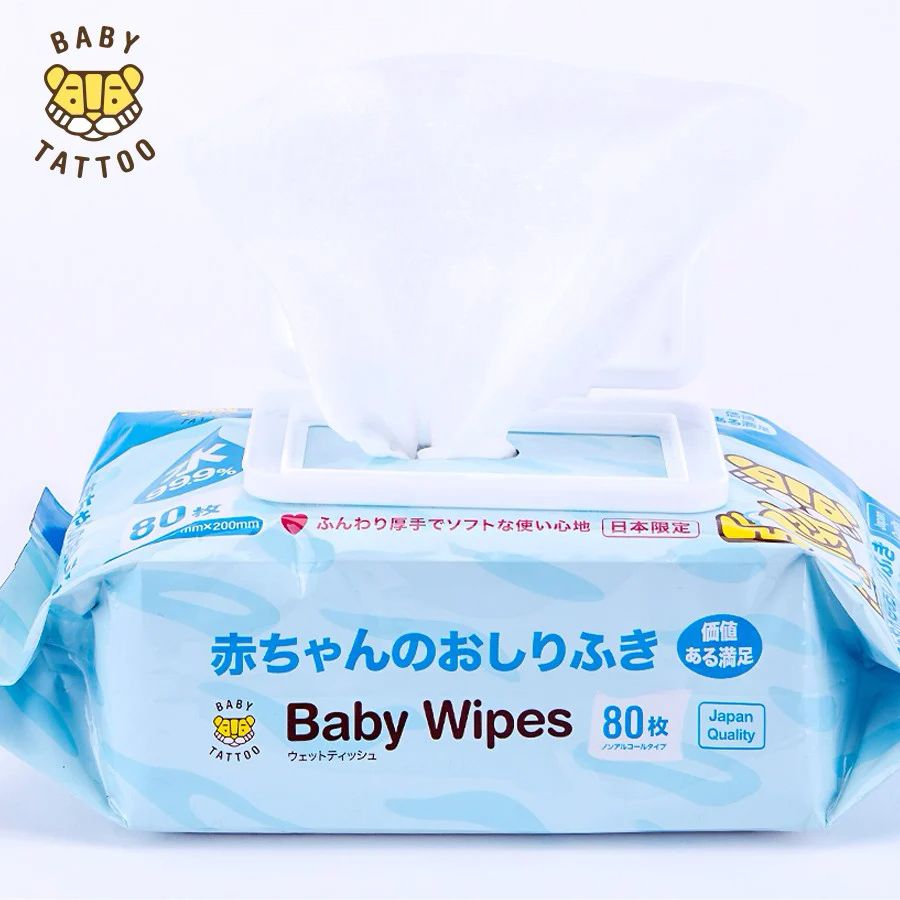 Khăn Giấy Ướt BABY TATTOO An Toàn Cho Bé, Gói 80 Miếng