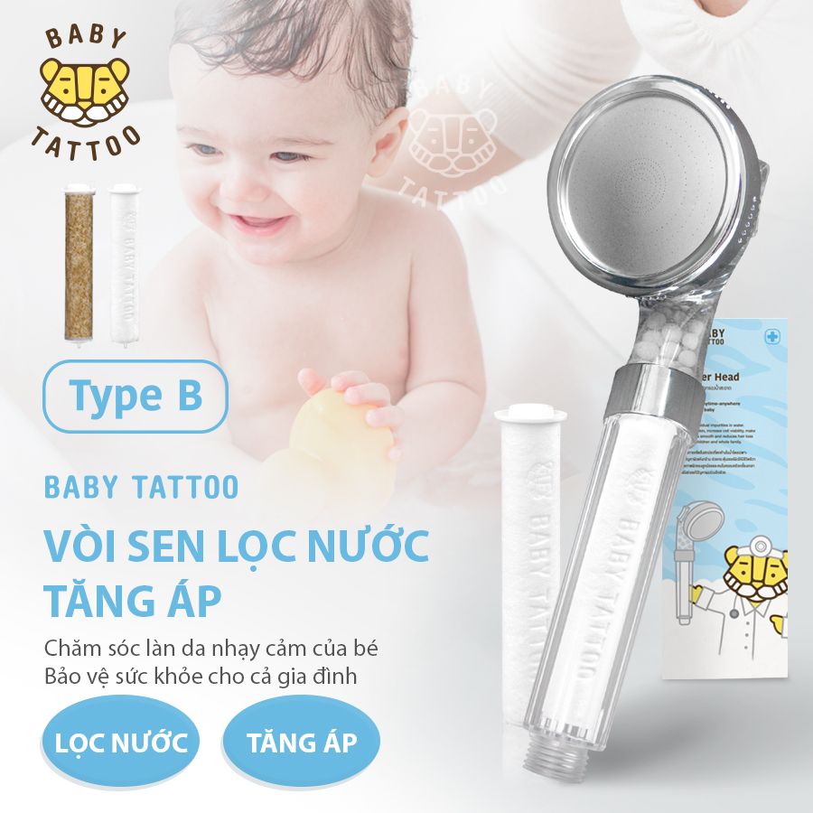 Bộ vòi sen tắm lọc nước, tăng áp BABY TATTOO