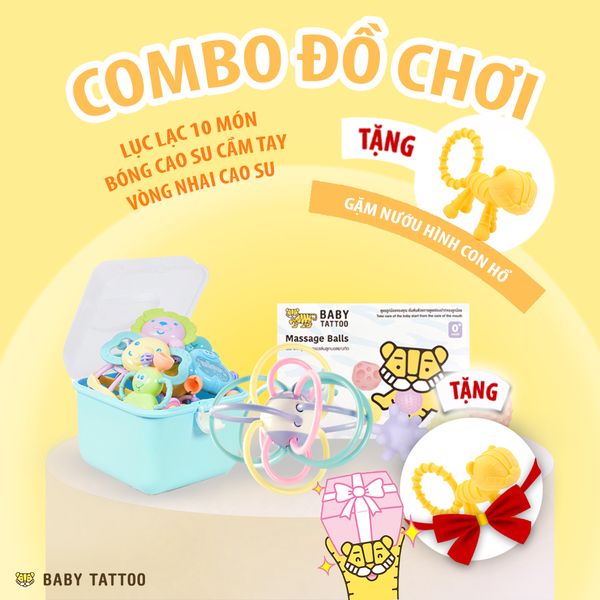  [TẶNG 1 ĐỒ CHƠI GẶM NƯỚU CON HỔ] Combo Đồ Chơi Hỗ Trợ Sự Phát Triển Toàn Diện Cho Bé 