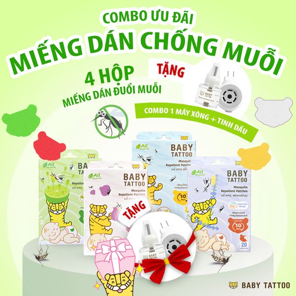  [TẶNG 1 COMBO 1 MÁY 1 TINH DẦU ĐUỔI MUỖI] Combo 4 Hộp Miếng Dán Chống Muỗi 4 Mùi Hương 