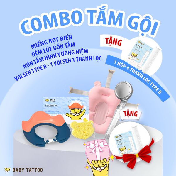  [TẶNG 1 HỘP 4 THANH LỌC TYPE B] Combo Tắm Gội, Vệ Sinh Bảo Vệ Chăm Sóc Bé 