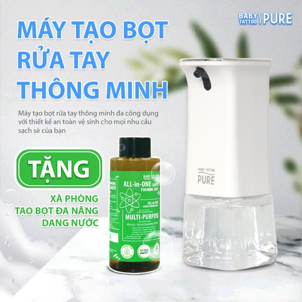  Máy Tạo Bọt Rửa Tay Tự Động, Không Chạm, Chống Thấm IPX4 BABY TATTOO 