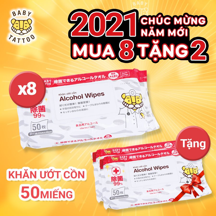 COMBO KHĂN GIẤY ƯỚT CỒN MUA 8 TẶNG 2