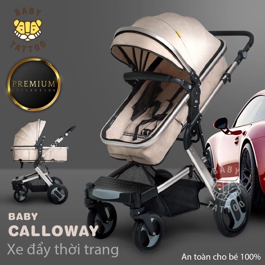 Xe đẩy cho bé gấp gọn Calloway, khung che chắc chắn - Xe đẩy 2 chiều