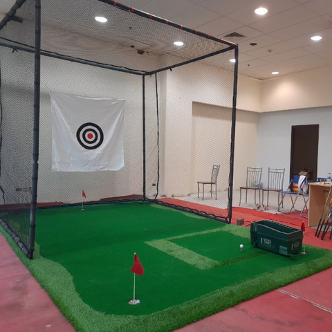 [Vip3] Khung lưới tập golf, thảm tập golf swing tích hợp thảm putting 3mx5m, máy nhả bóng tự động