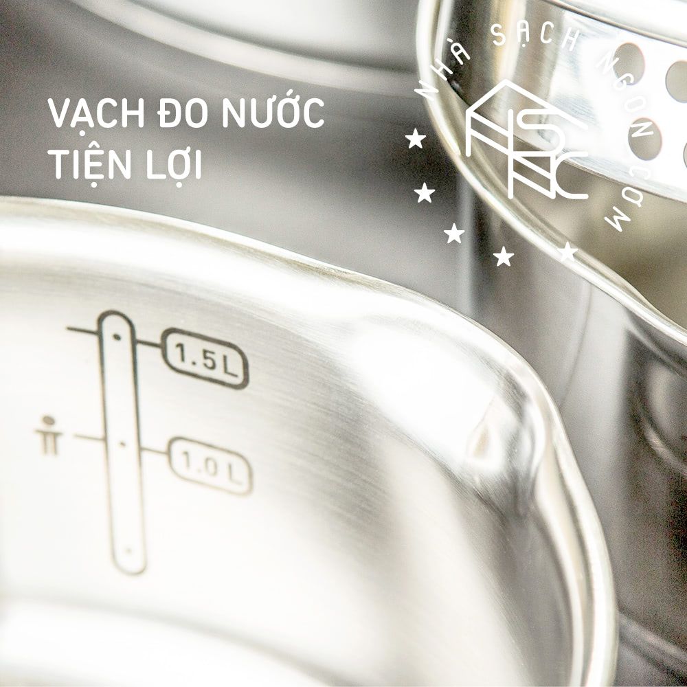 Bộ 3 nồi inox Tefal Duetto Plus (Quánh 16cm - 1.4L, Nồi 20cm - 2.8L, Nồi 24cm - 4.9L)