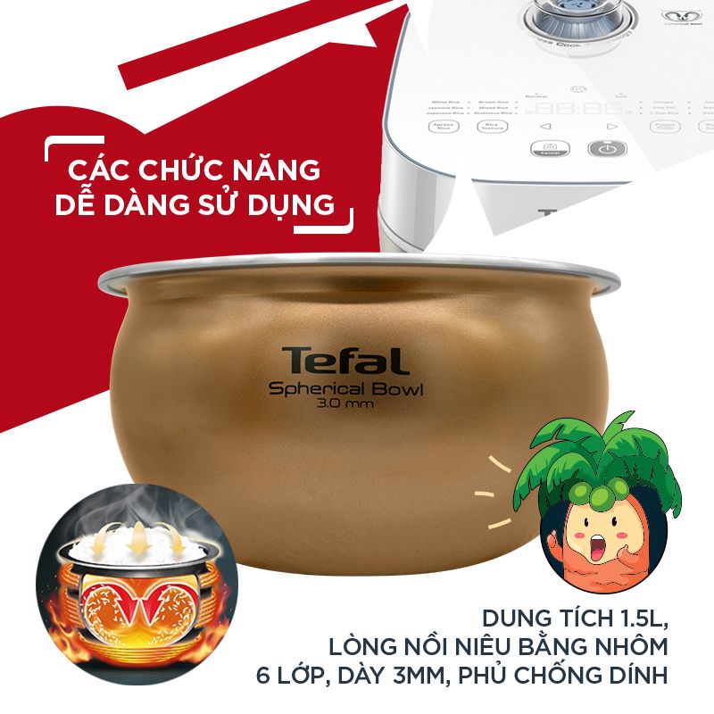Nồi cơm cao tần Tefal RK762168 dung tích 1.5l - Thương hiệu Pháp