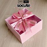 Hộp Quà Vuông Hồng Nắp Trong 13.5x13.5x7cm