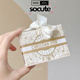 Túi Giấy + Ngôi Sao Dior Trắng Mini Nơ 11x8.3x4cm - Họa Tiết Vàng Limited 2024