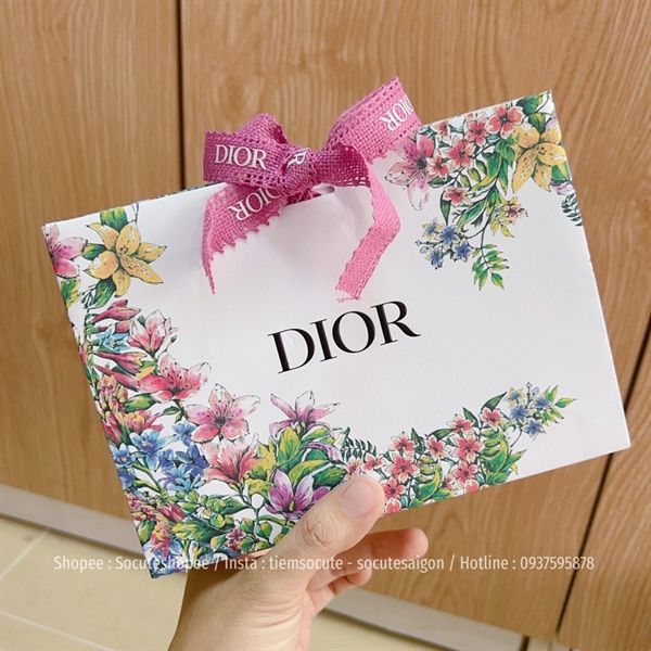 Túi Giấy Dior Nơ Ruy Băng Tím 19.5x14x7cm - Họa Đủ Màu