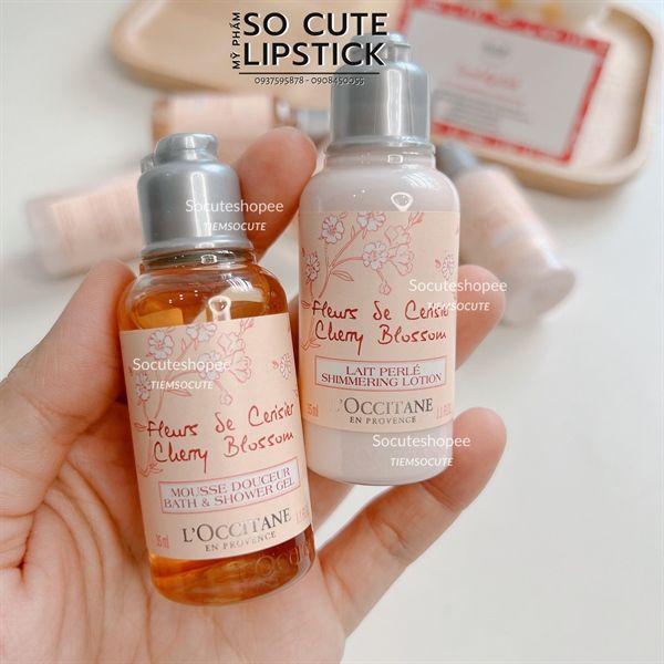 Sữa dưỡng thể + sữa tắm hoa anh đào L'Occitane Cherry Blossom 35ml