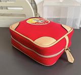 Túi Đựng Mỹ Phẩm Estee Lauder Đỏ Phối Da 17x6x13cm