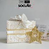 Túi Giấy + Ngôi Sao Dior Trắng Mini Nơ 11x8.3x4cm - Họa Tiết Vàng Limited 2024