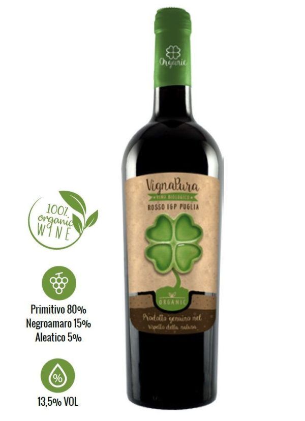  Rượu Vang Đỏ Organic VignaPura Rosso Igp Puglia 750ml 
