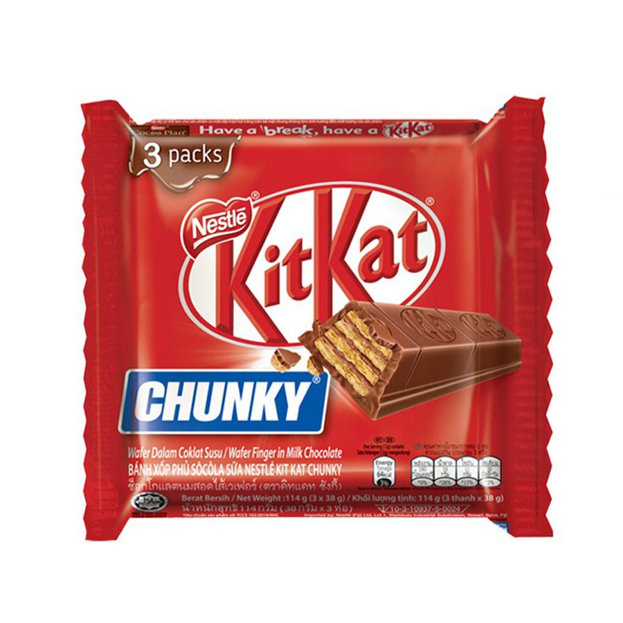 Bánh Xốp Phủ Socola Sữa Kitkat Chunky 114g