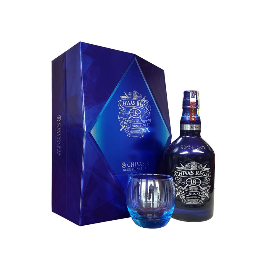 Rượu Chivas 18 Years 40% 750ml (Hộp 2016 1 Ly Xanh Dương)