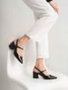 Giày sandal xẻ tim bít mũi hở gót trụ 5cm 1005