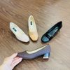 Giày cao gót 3cm, mũi vuông đắp da MT272