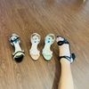 Xăng đan gót trụ 5cm quai sóng phối màu MT3088