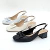 Giày sandal mũi vuông phối nơ, gót 5cm MT3295