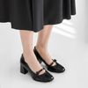 Giày công sở mũi vuông gót trụ 7cm phối quai nơ xinh MT3297