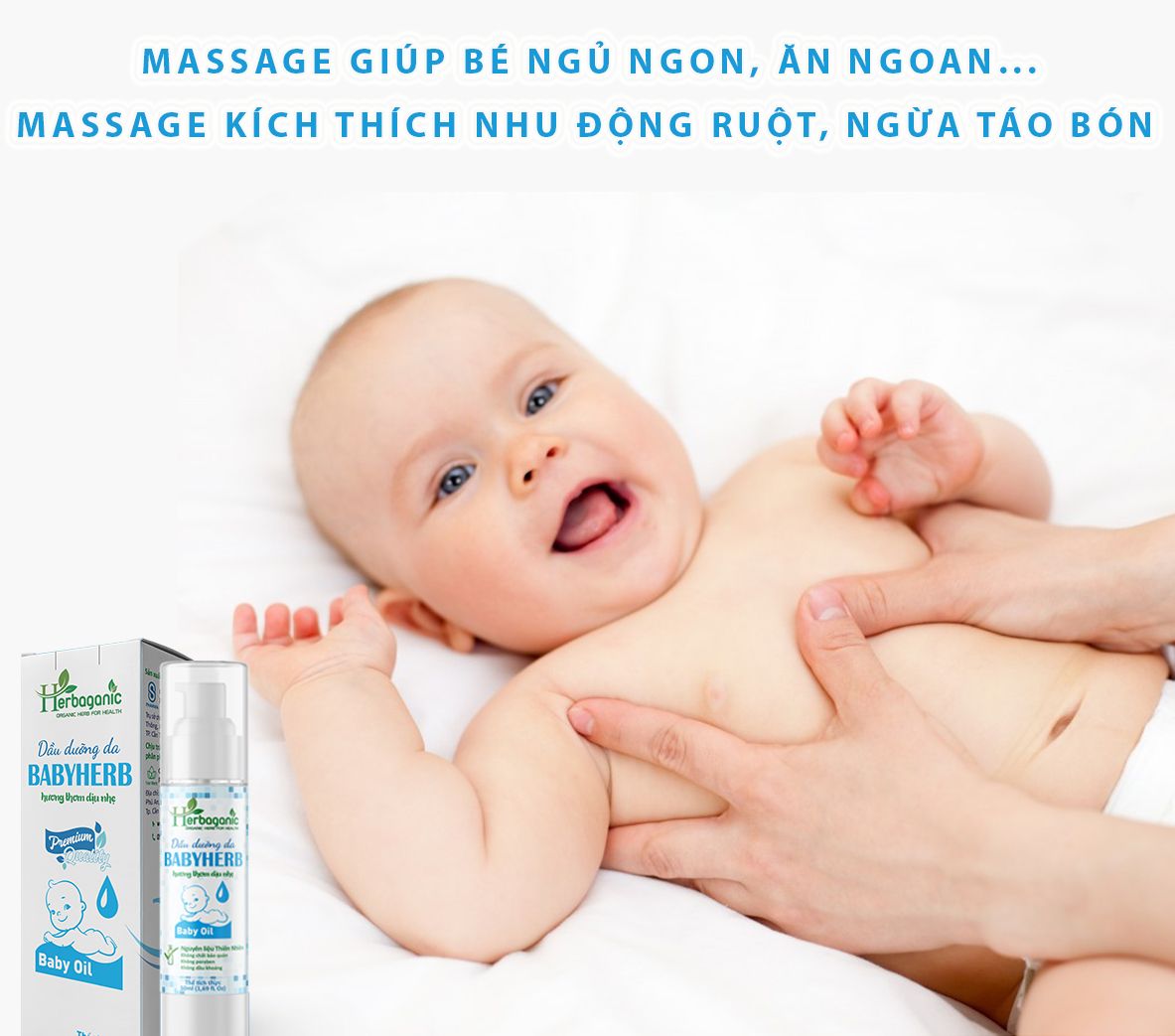 Herbaganic - Tinh dầu dưỡng da BabyHerb 50ml - Hỗ trợ ngừa hăm tã, dưỡng ẩm da, hương thơm dịu nhẹ, an toàn cho bé