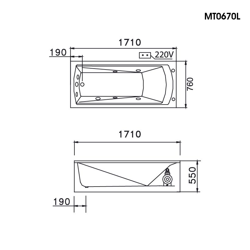 Bồn Tắm - Chân Yếm - AT0670L/R