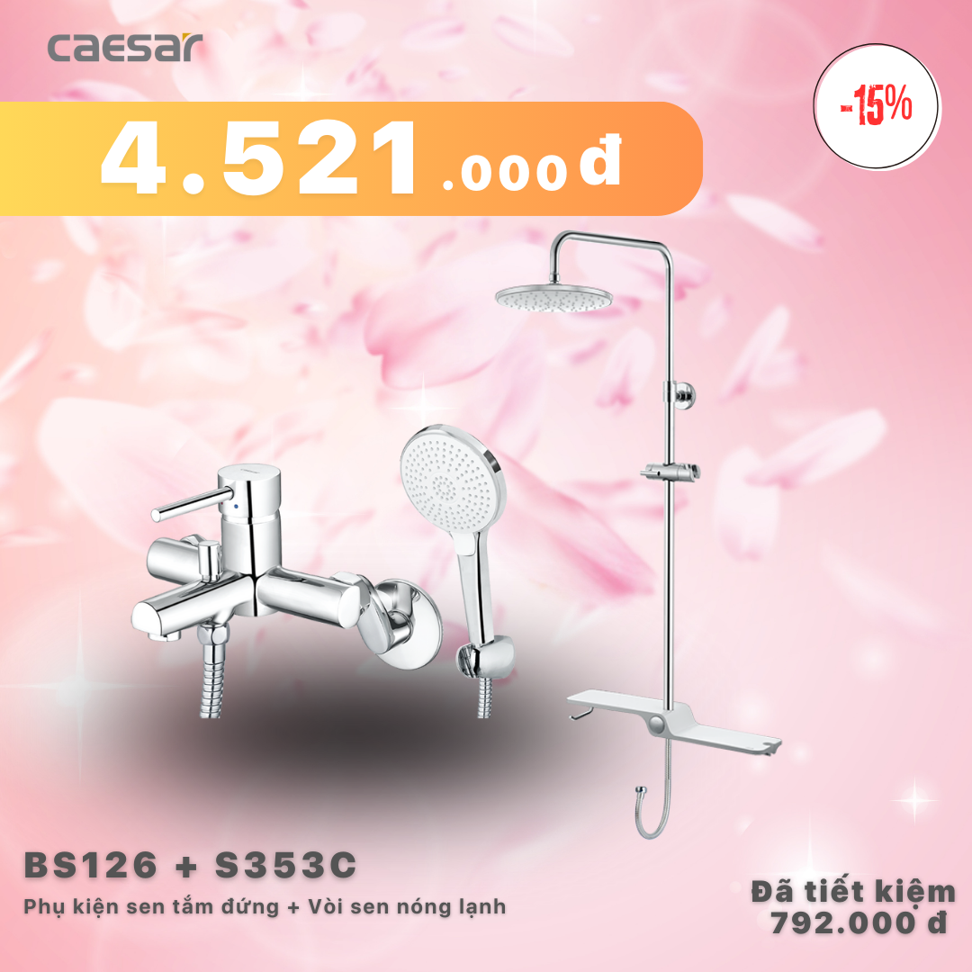 Khuyến mãi ưu đãi - Phụ Kiện Sen Tắm Đứng + Vòi Sen nóng lạnh - BS126 + S353C