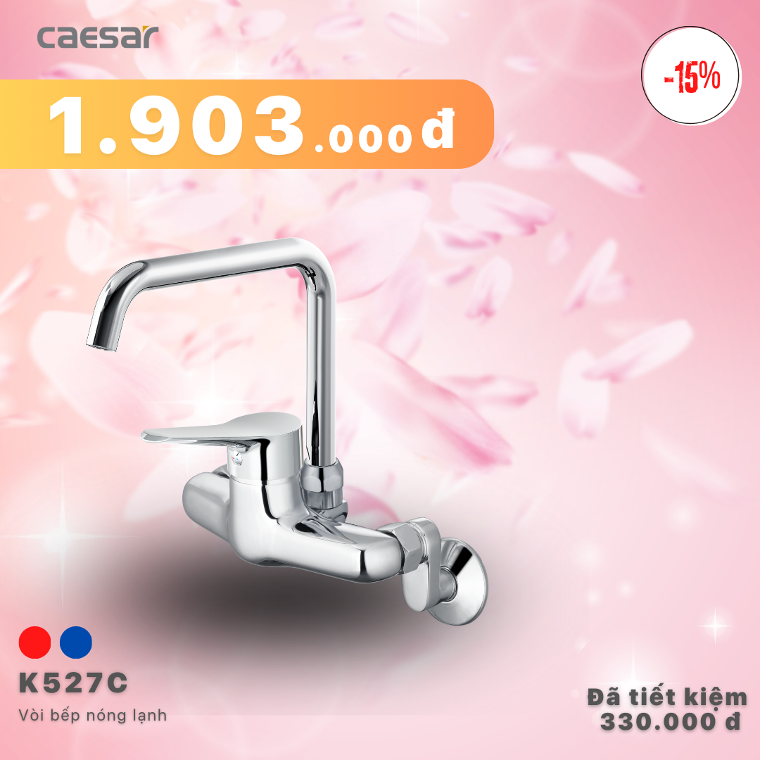 Khuyến mãi ưu đãi Vòi Bếp Nóng Lạnh Gắn Tường - K527C