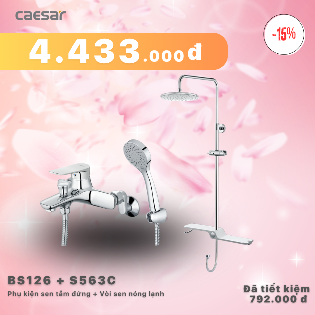 Khuyến mãi ưu đãi-Phụ Kiện Sen Tắm Đứng + Sen tắm nóng lạnh - BS126 + S563C