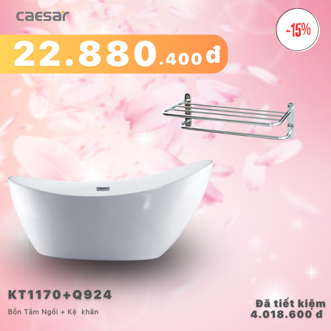 Khuyến mãi ưu đãi - Bồn tắm Ngồi + Kệ khăn - KT1170+ Q924V