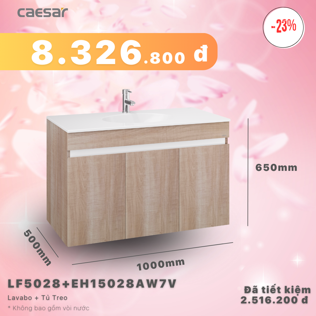 Khuyến mãi ưu đãi - Lavabo + Tủ treo - LF5028 + EH15028AW7V