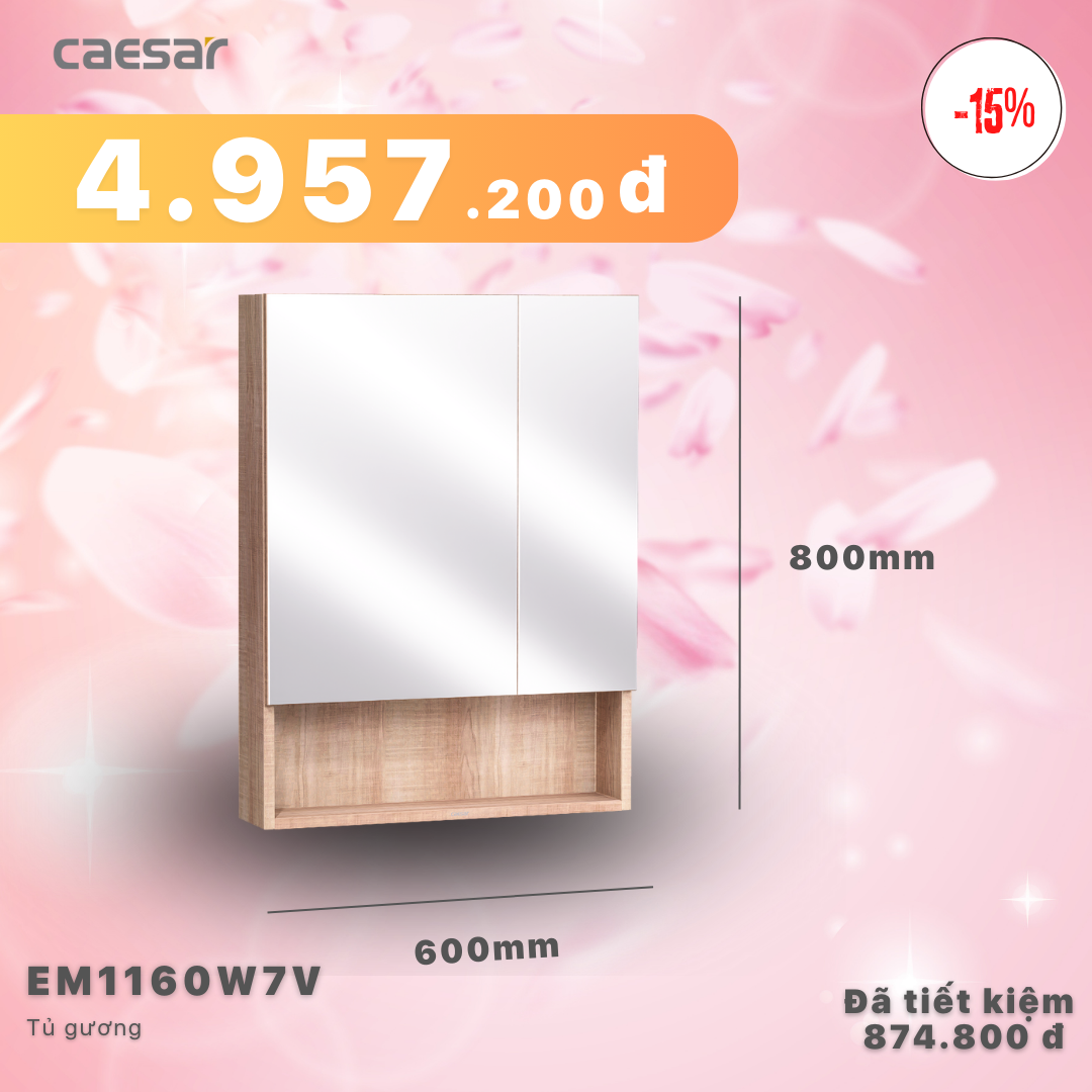 Khuyến mãi ưu đãi - Tủ gương Metis - EM1160W7V