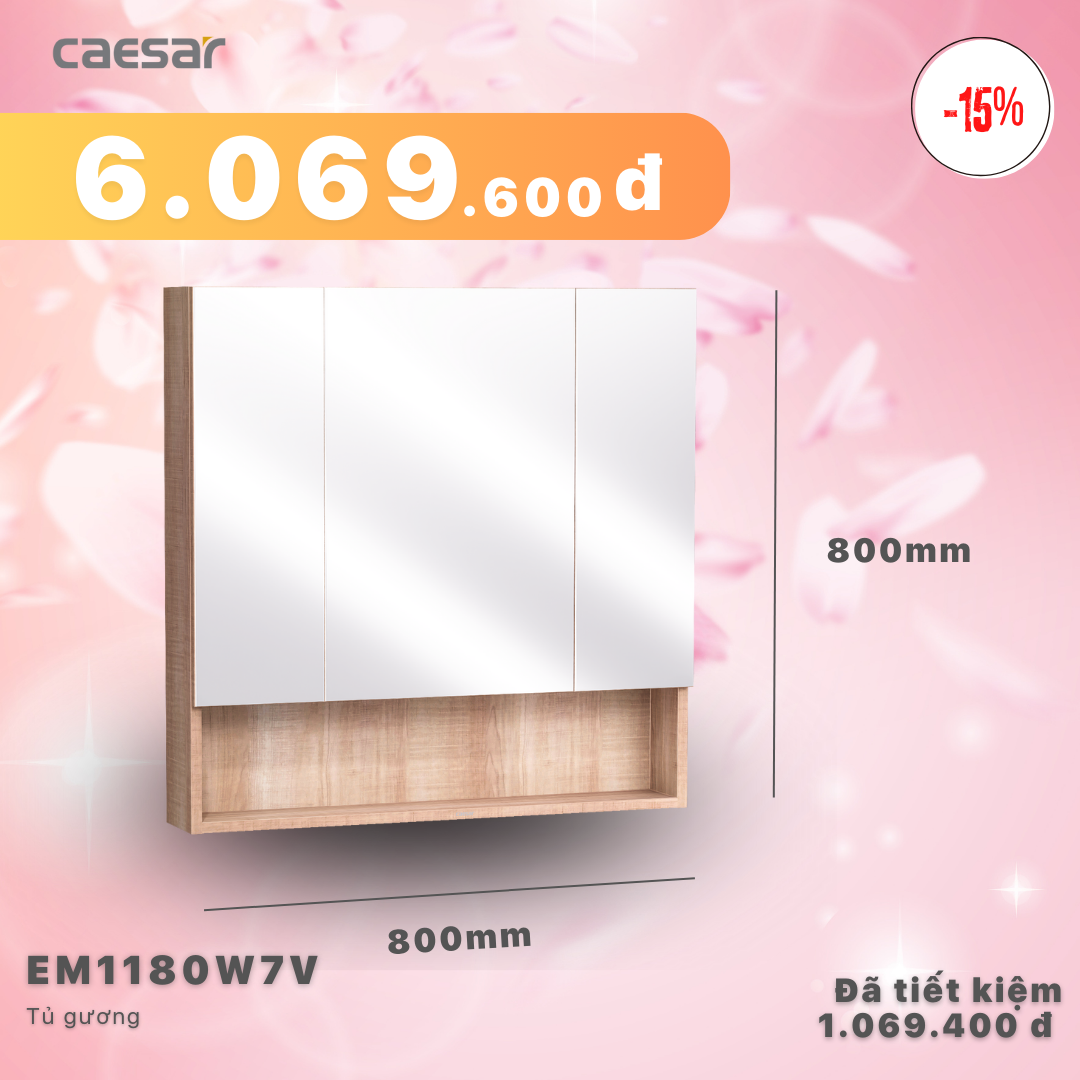 Khuyến mãi ưu đãi - Tủ gương Metis - EM1180W7V