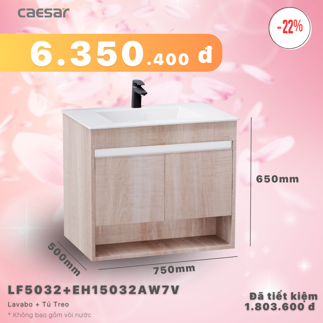 Khuyến mãi ưu đãi Lavabo + Tủ treo - LF5032 + EH15032AW7V