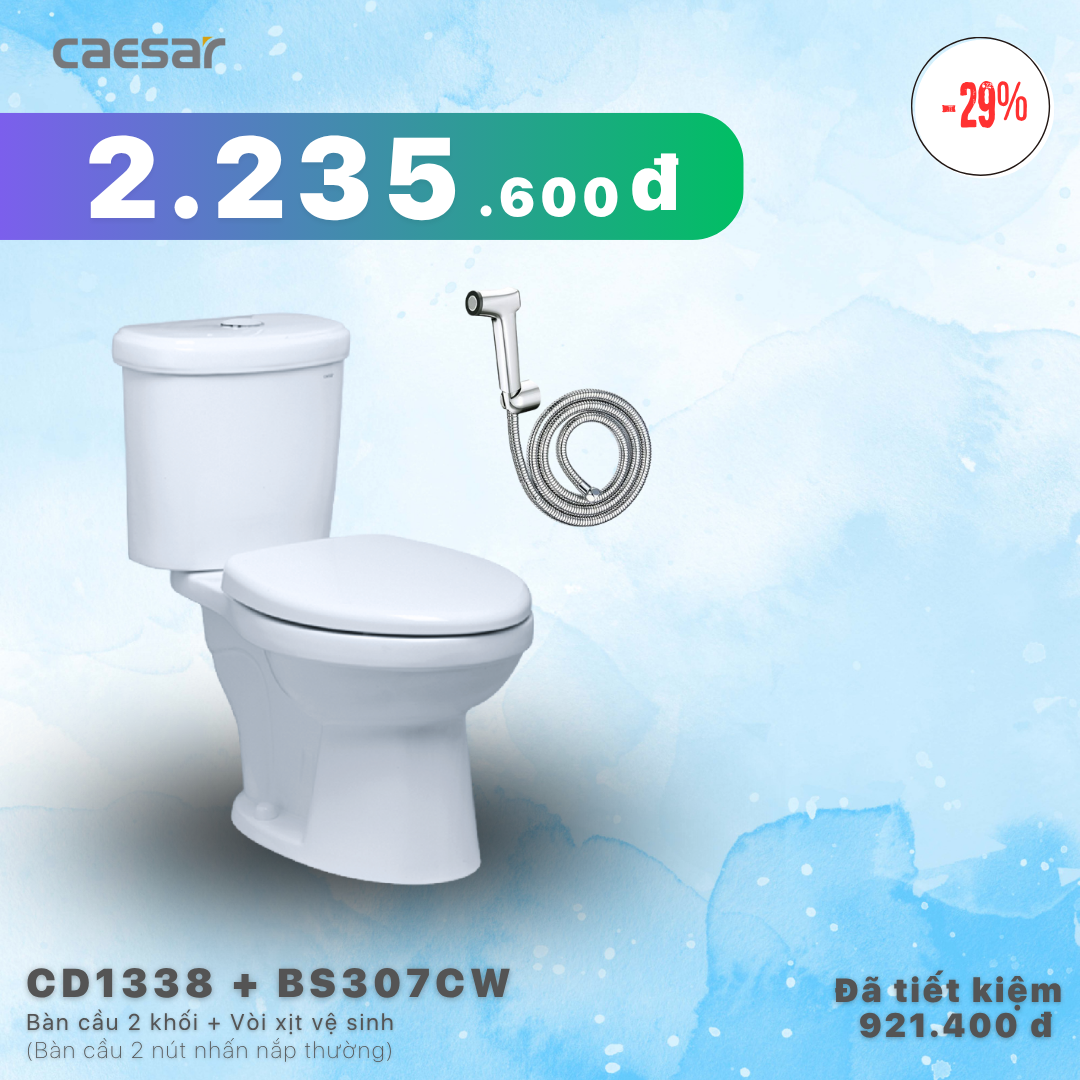 Khuyến mãi ưu đãi Bàn Cầu + Vòi Xịt - CD1338 + BS307CW