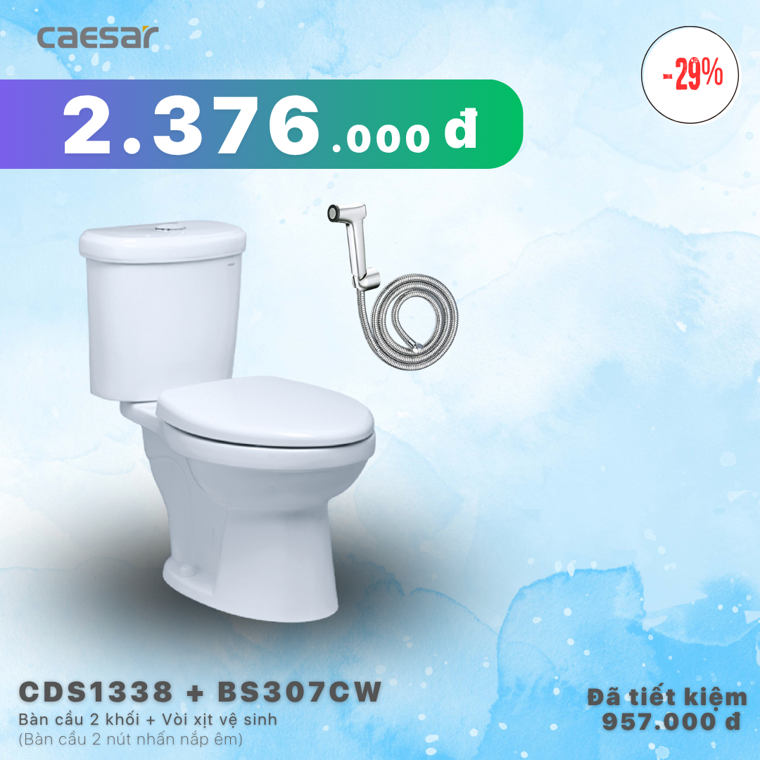 Khuyến mãi Bàn Cầu + Vòi Xịt - CDS1338 + BS307CW