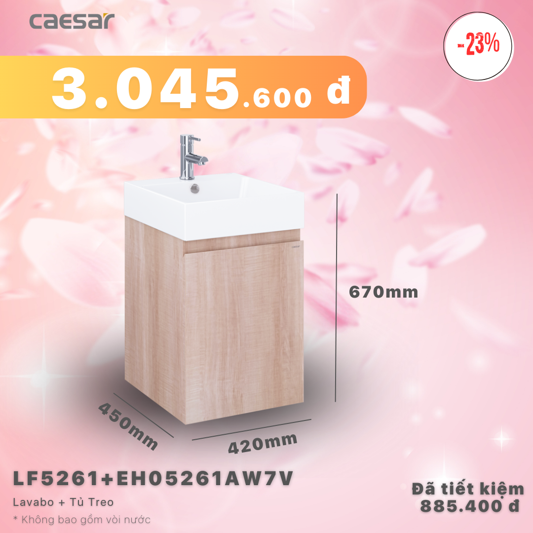 Khuyến mãi ưu đãi - Lavabo + tủ treo - LF5261 + EH05261AW7V