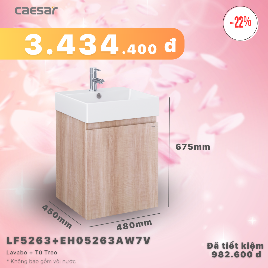 Khuyến mãi ưu đãi - Lavabo + tủ treo - LF5263 + EH05263AW7V