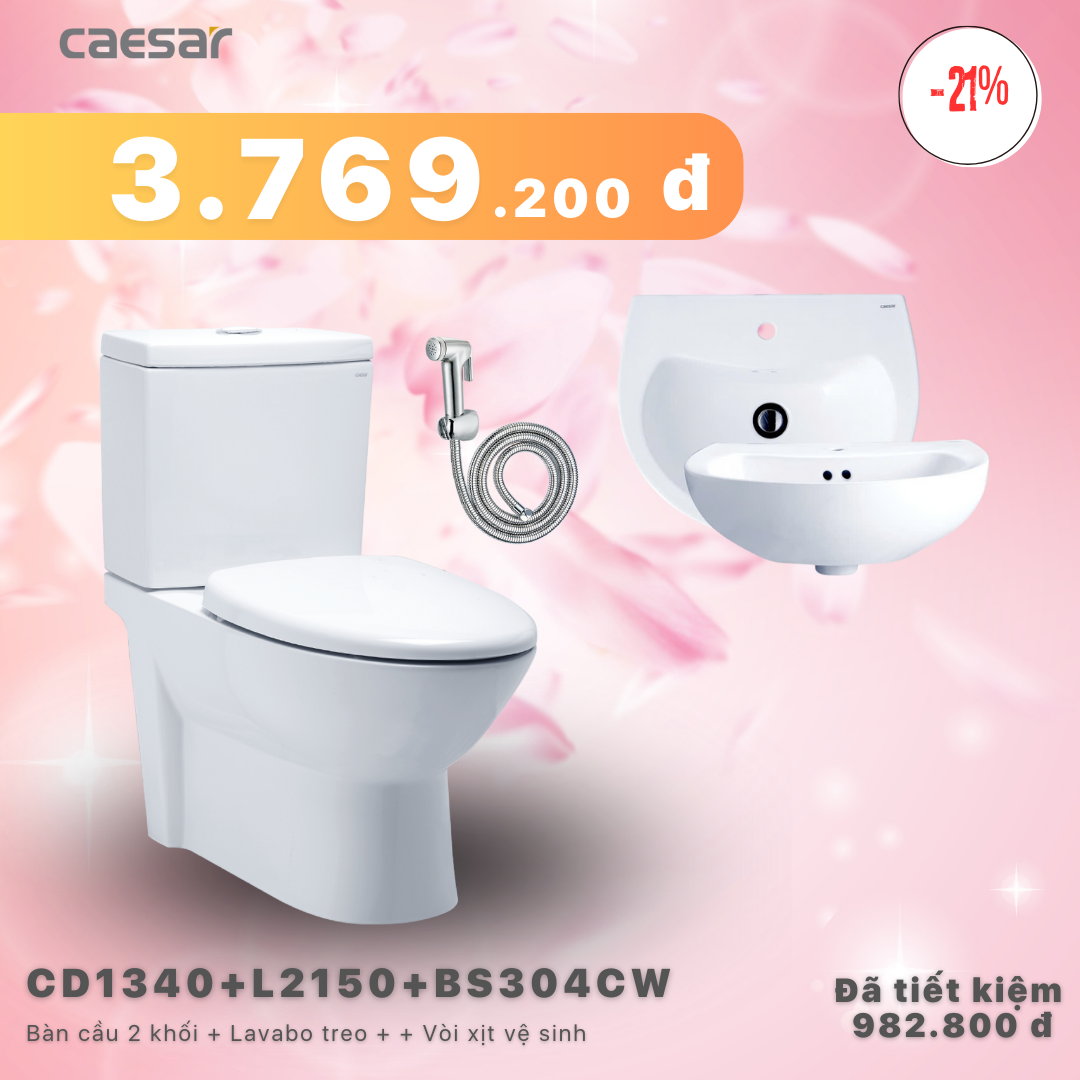 Khuyến mãi bàn cầu + Lavabo treo + Vòi xịt Xi - CD1340 + L2150 + BS304CW