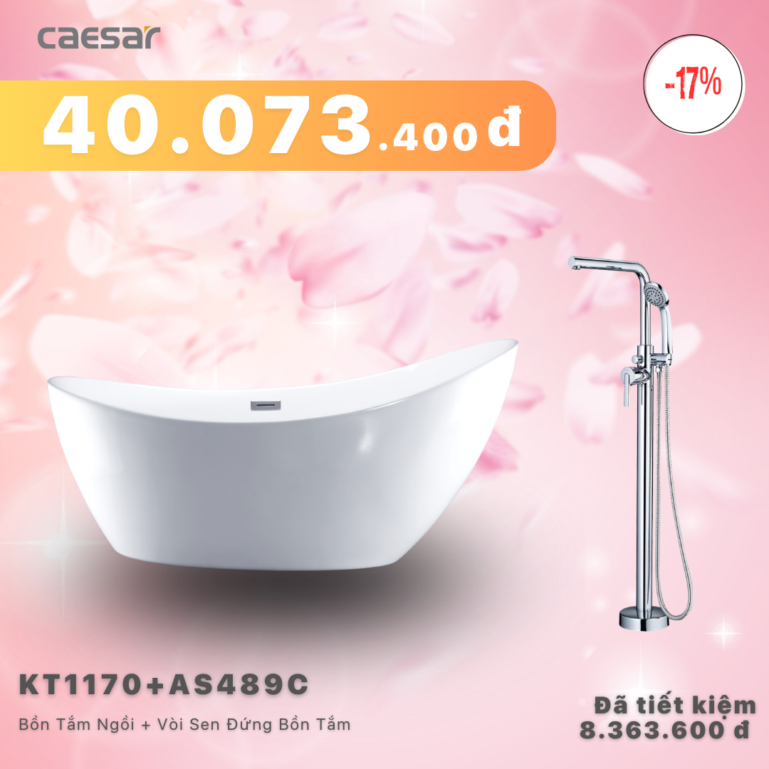 Khuyến mãi ưu đãi - Bồn tắm Ngồi + Vòi sen bồn tắm nóng lạnh - KT1170 + AS489C