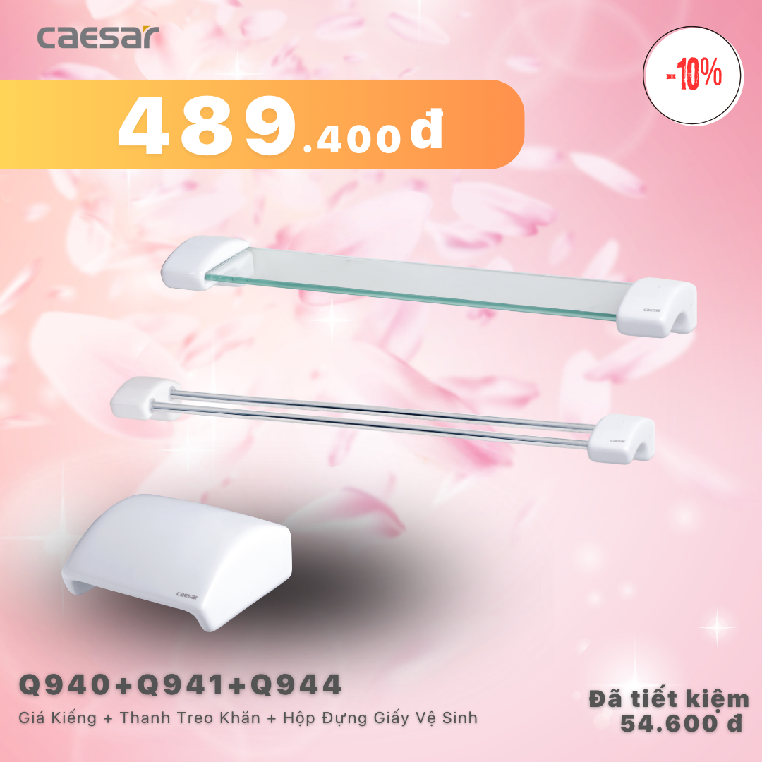Khuyến mãi ưu đãi - Kệ Gương + Thanh treo khăn + Hộp đựng giấy vệ sinh - Q940 + Q941 + Q944