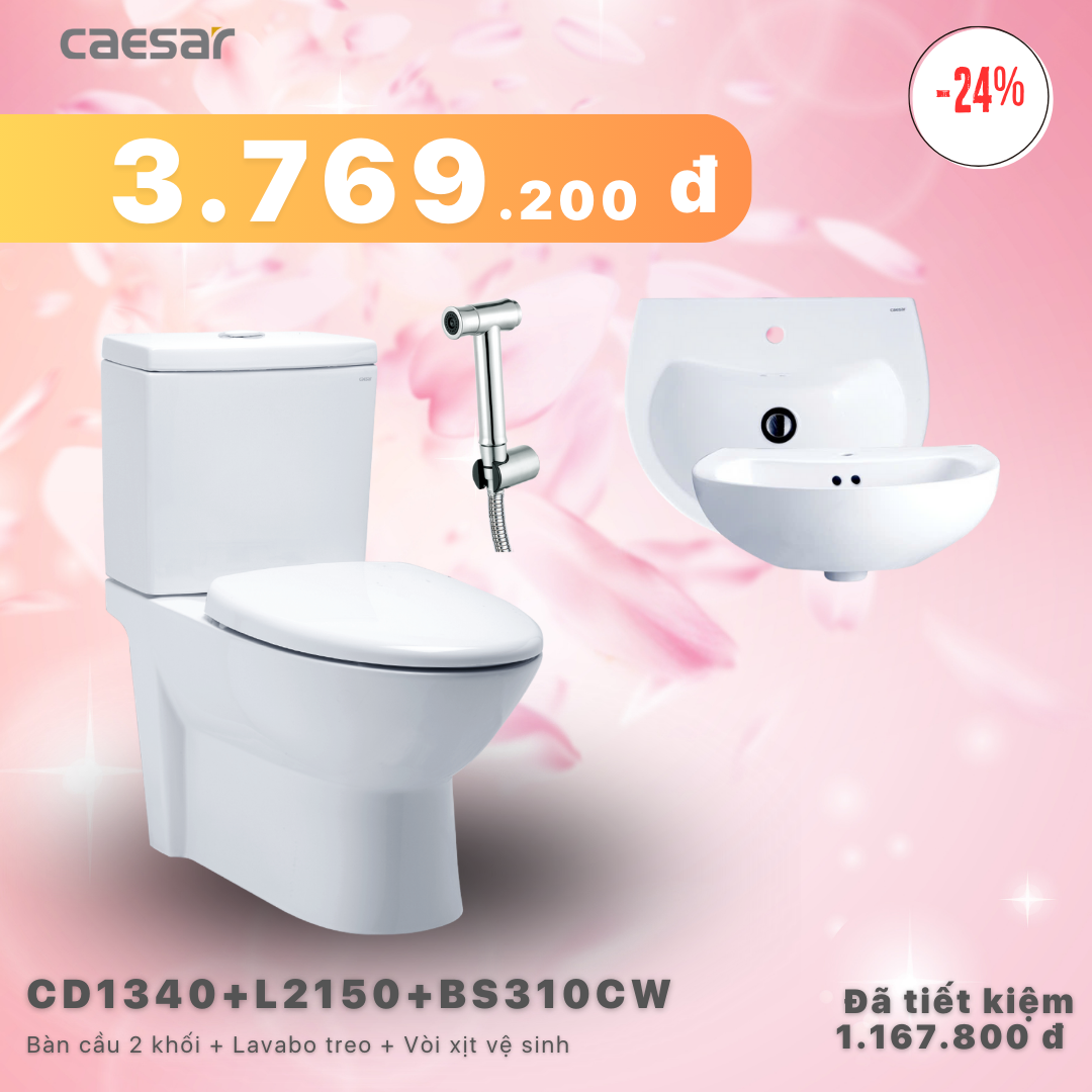 Khuyến mãi bàn cầu + Lavabo treo + Vòi xịt Inox - CD1340 + L2150 + BS310CW