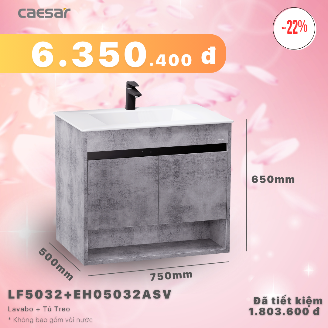 Khuyến mãi ưu đãi Lavabo + Tủ treo - LF5032 + EH05032ASV