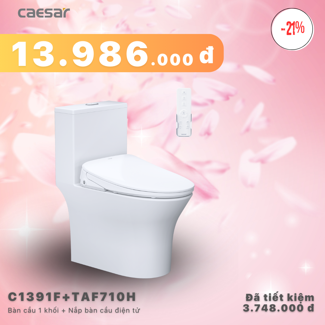 Khuyến mãi ưu đãi - Bàn cầu một khối + Nắp điện tử - C1391F + TAF710H