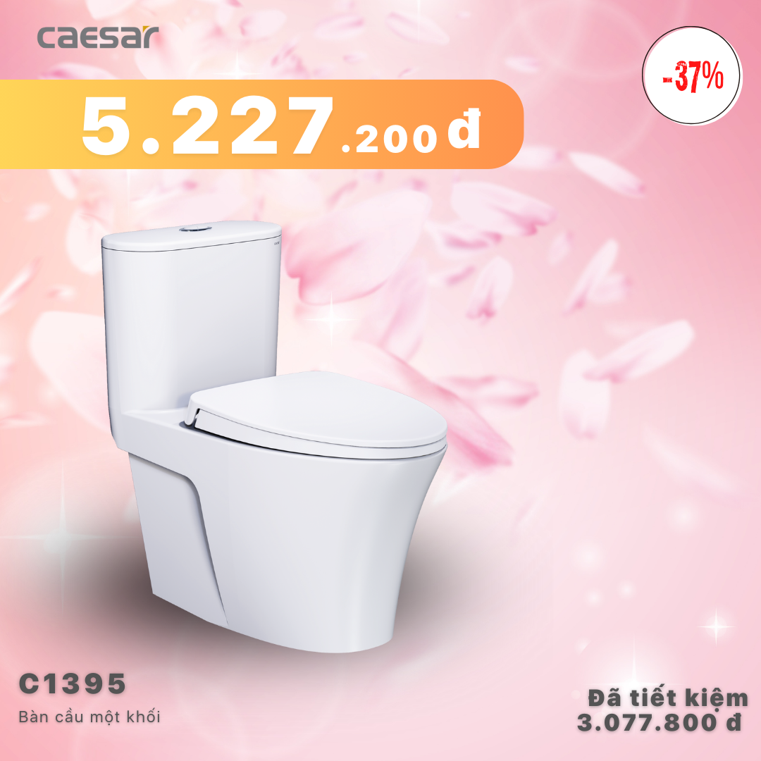 Khuyến mãi ưu đãi Bàn Cầu Một Khối Nắp Êm - C1395